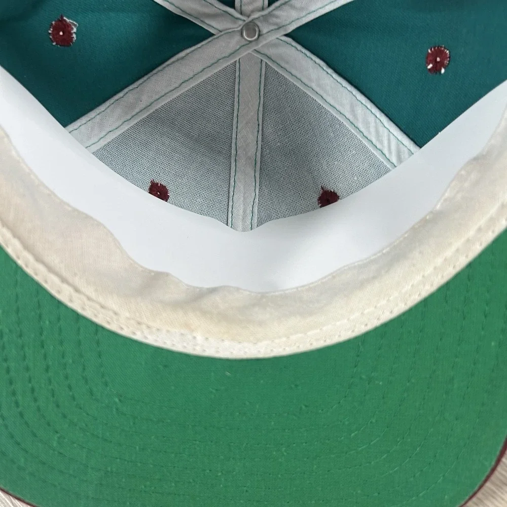 VTG 90s Reebok Snapback Hat Athletic Green Maroon Cap